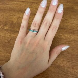 Elegant Rose Gold and Turquoise Ring Set